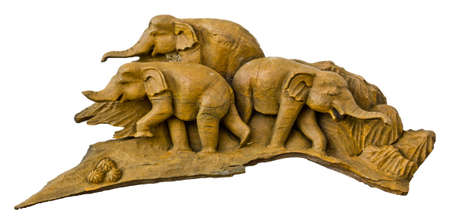 Elephant wood carvingのeditorial素材