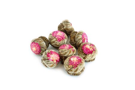 Aromatic blooming flower green tea leaves. Healthy drink.の写真素材