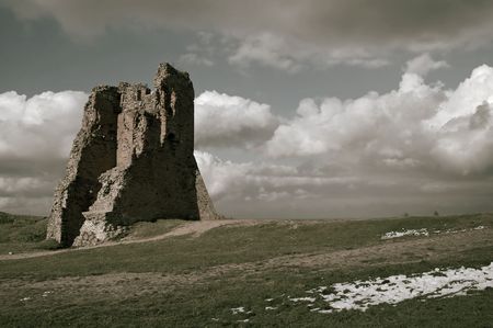 Ruin of medieval castle in Novogrudok, Belarusの写真素材