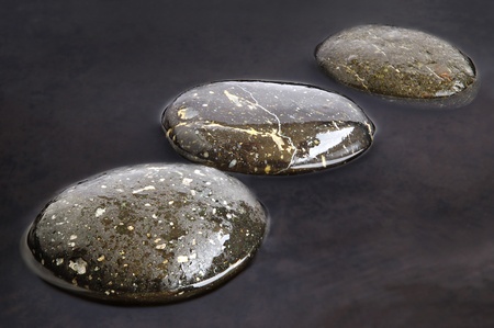 Stepping Stones on black water background