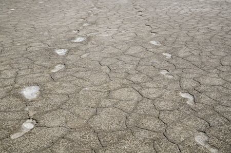 Desert with footprint in the dry salt land