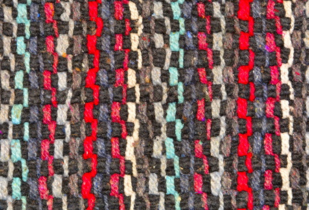 black striped blue red white fabric background clouseupの写真素材