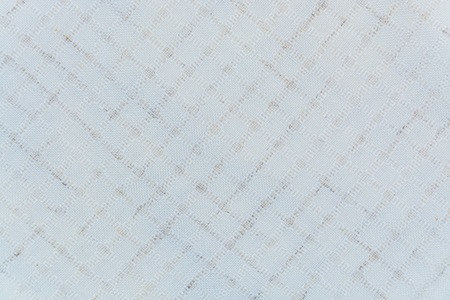 background, texture of white checkered linen fabricの写真素材