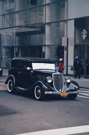 old car in downtown Manhattan in New York on February 18, 2020のeditorial素材