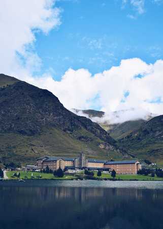 panoramic view of the Nuria Valley in Catalonia, Spain, on September 4, 2023のeditorial素材
