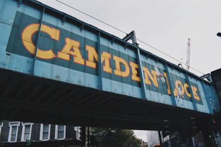 iconic bridge in the Camden neighborhood of London, England on October 25, 2017のeditorial素材