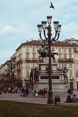 square in the center of turin in italy. on May 8, 2022のeditorial素材