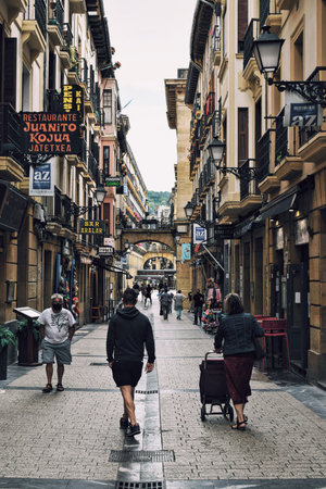 street in the center of San Sebastian in the Basque country in Spain on June 21, 2021のeditorial素材