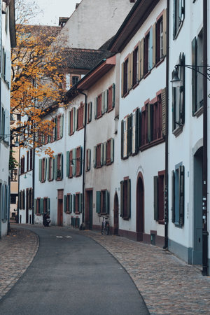 Street of the historic center of Basel in Switzerland on November 18, 2019のeditorial素材