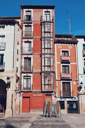 buildings with old facades in LogroÃ±o in La Rioja, Spain on October 20, 2021