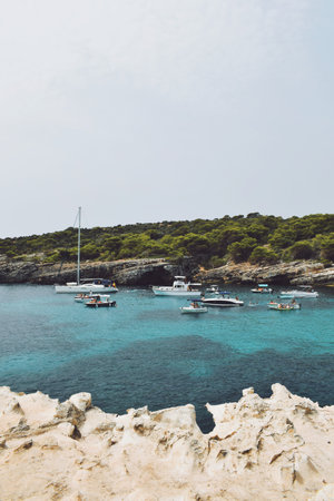 small cove located on the island of Menorca in Spain, on August 8, 2021のeditorial素材