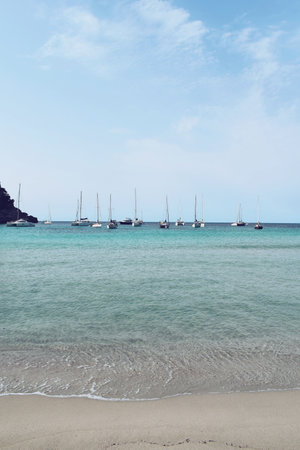 Cala Trebaluger on the island of Menorca in Spain, on August 8, 2021のeditorial素材