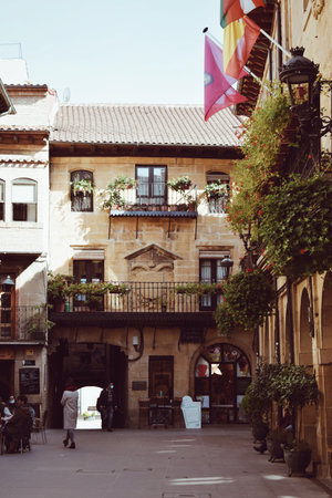 Laguardia town square in Alava, Spain on October 21, 2021