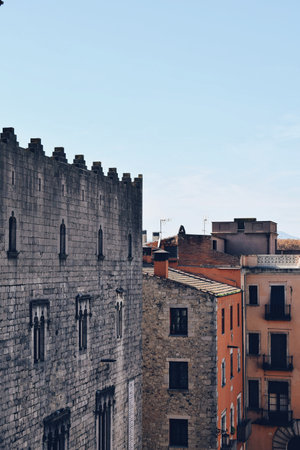 small corner of the historic center of Girona in Catalonia, Spain, on December 9, 2023のeditorial素材