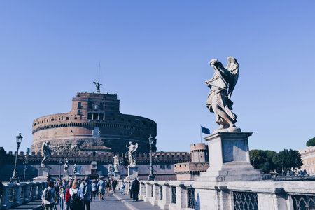castle of sant angelo located in the center of rome in italy on april 17, 2017のeditorial素材