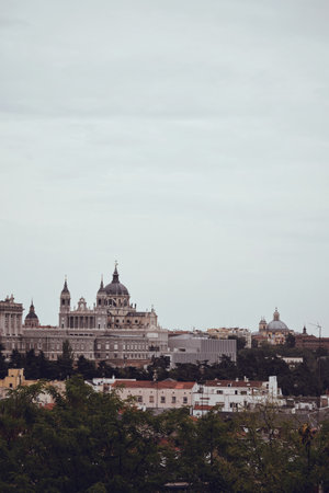 panoramic view of the Almudena cathedral in Madrid in Spain on September 21, 2021のeditorial素材
