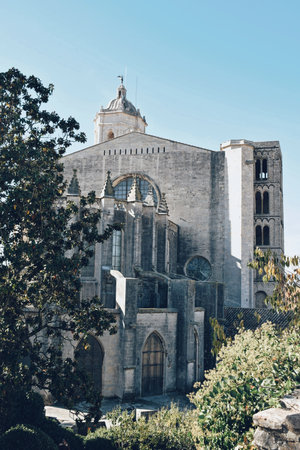 famous cathedral of Girona in Catalonia, Spain, on December 9, 2023のeditorial素材