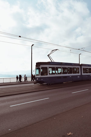 tram circulating in the city of Zurich in Switzerland on November 19, 2019のeditorial素材
