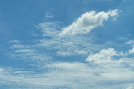 View of blue sky with clouds before raining in summer as background.