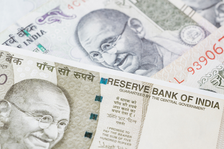 India financial and economic concept, new emerging market high growth country in asia, closed up of...