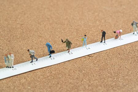 Social distancing, people keep distance in public to protect COVID-19 coronavirus spreading concept,...