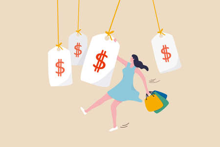 Shopping promotion, consumerism, happiness of buying stuffs, clothes or fashion for lady concept,...