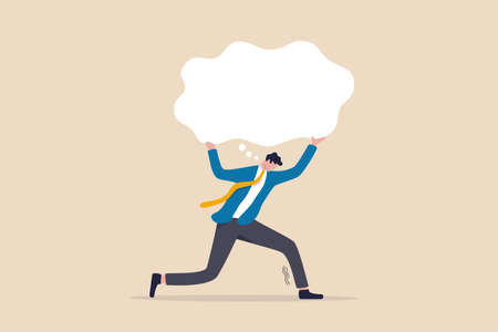 Over thinking, obsessive in work or too many problems that cannot make decision concept. tried...