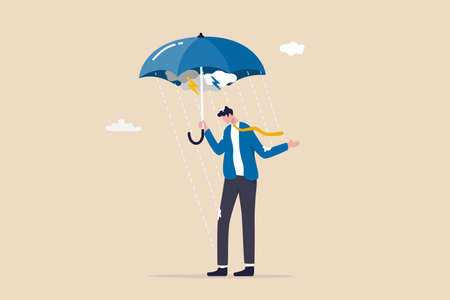 Business disaster or crisis, too many problems and failure, April fool or depression and mental...