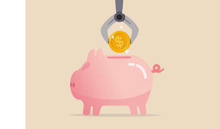 Automatic investment or savings, financial robot advisor or FinTech, technology using artificial...