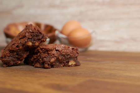 brownie on background made with healthy ingredientsの写真素材
