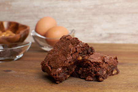 brownie on background made with healthy ingredientsの写真素材