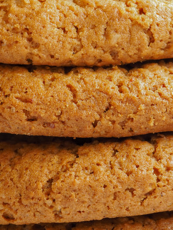 A stack of oatmeal cookies close-up. Food background.の写真素材