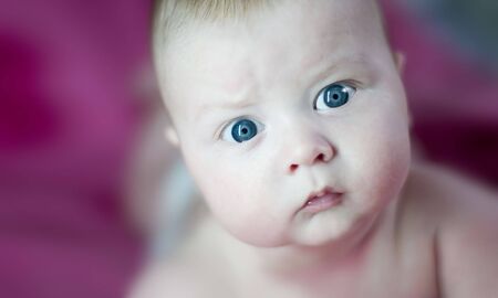 baby on pinkの写真素材