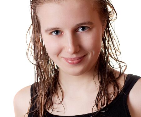 portrait of beautiful girl with wet hairの写真素材