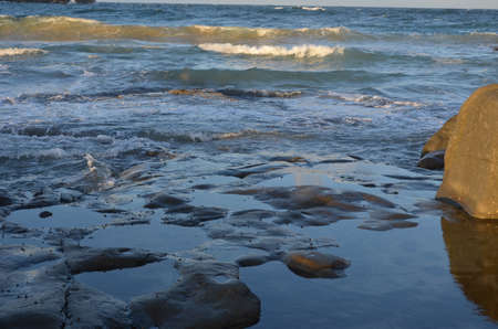 Dark blue water in tranquil rock poolsの写真素材