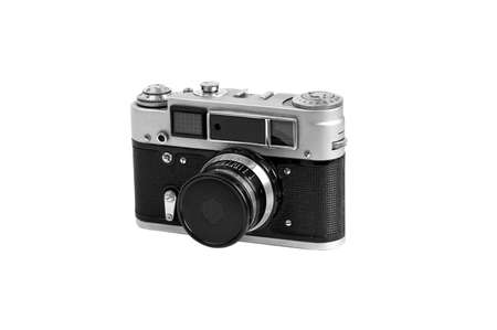 Old film camera Fed 4 isolated on whiteの写真素材