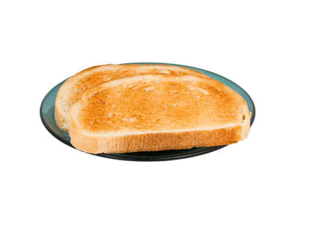 Toasts on plate isolated on whiteの写真素材