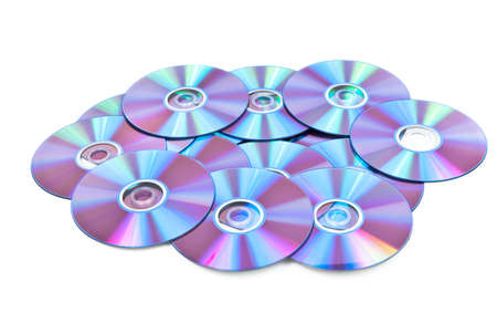 Stack of cd disks isolated on whiteの写真素材