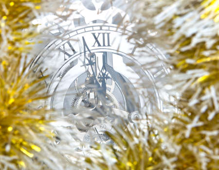 New Year's time with clock and decoration.