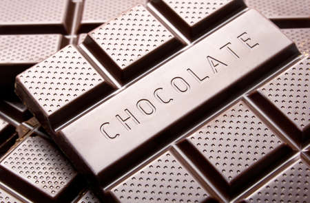 Chocolate bar with text close up for backgroundの写真素材