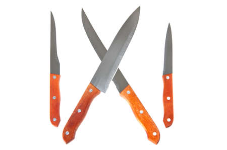 Kitchen knives isolated on white