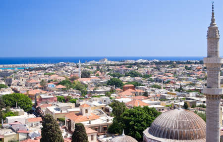 Panoramic view of Rhodes old town on Rhodes island, Greeceの写真素材