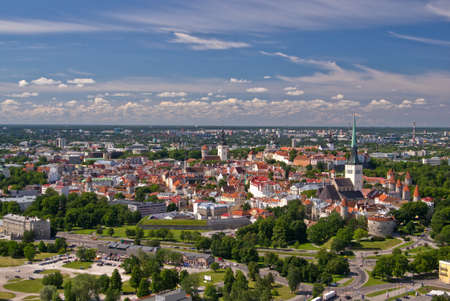Old city of Tallinn from planeの写真素材