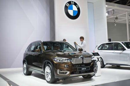 Moscow-September 2: BMW X5 at the Moscow International Automobile Salon on September 2, 2014 in Moscowのeditorial素材