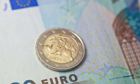 Euro coin of Lithuania close upの写真素材