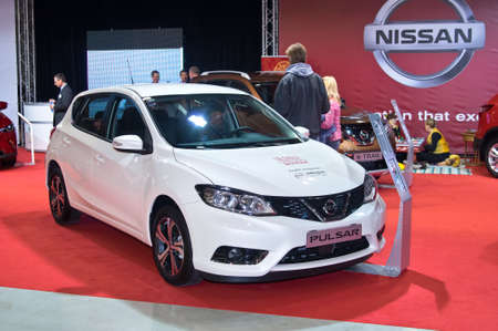 Tartu - September 26: Nissan Pulsar at the Tartu Motoshow on September 26, 2015 in Tartu, Estoniaのeditorial素材