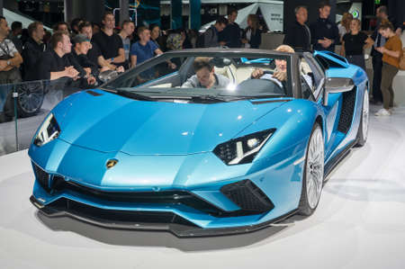 Frankfurt-September 20:  Lamborghini Aventador S Roadster  at the Frankfurt International Motor Show on September 20, 2017 in Frankfurtのeditorial素材