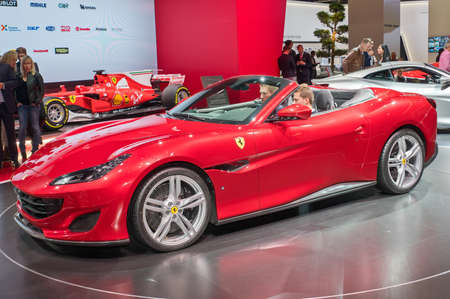 Frankfurt-September 20: world premiere of Ferrari Portofino at the Frankfurt International Motor Show on September 20, 2017 in Frankfurtのeditorial素材
