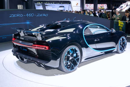 Frankfurt-September 20:  Bugatti Chiron 42 seconds edition at the Frankfurt International Motor Show on September 20, 2017 in Frankfurtのeditorial素材