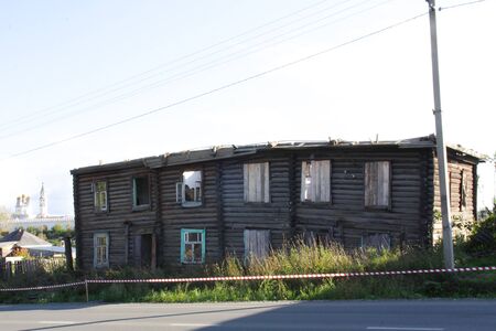 House after the fire. In the village there was a fire, and the big house was completely burned down. There were no windows, no doors, no roof.の写真素材